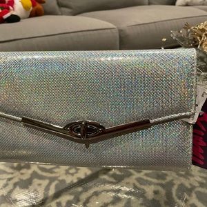 Silver clutch bag